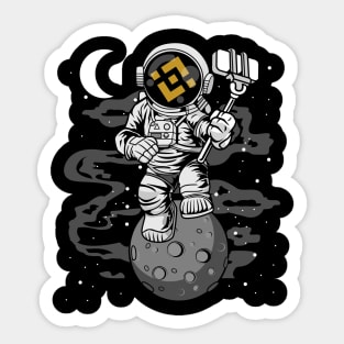 Astronaut Selfie Binance BNB Coin To The Moon Crypto Token Cryptocurrency Wallet Birthday Gift For Men Women Kids Sticker